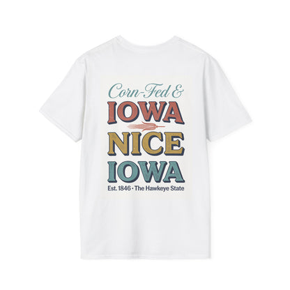The Hawkeye State Iowa T-Shirt | Cornfield, Meadowlark & Sunset Design