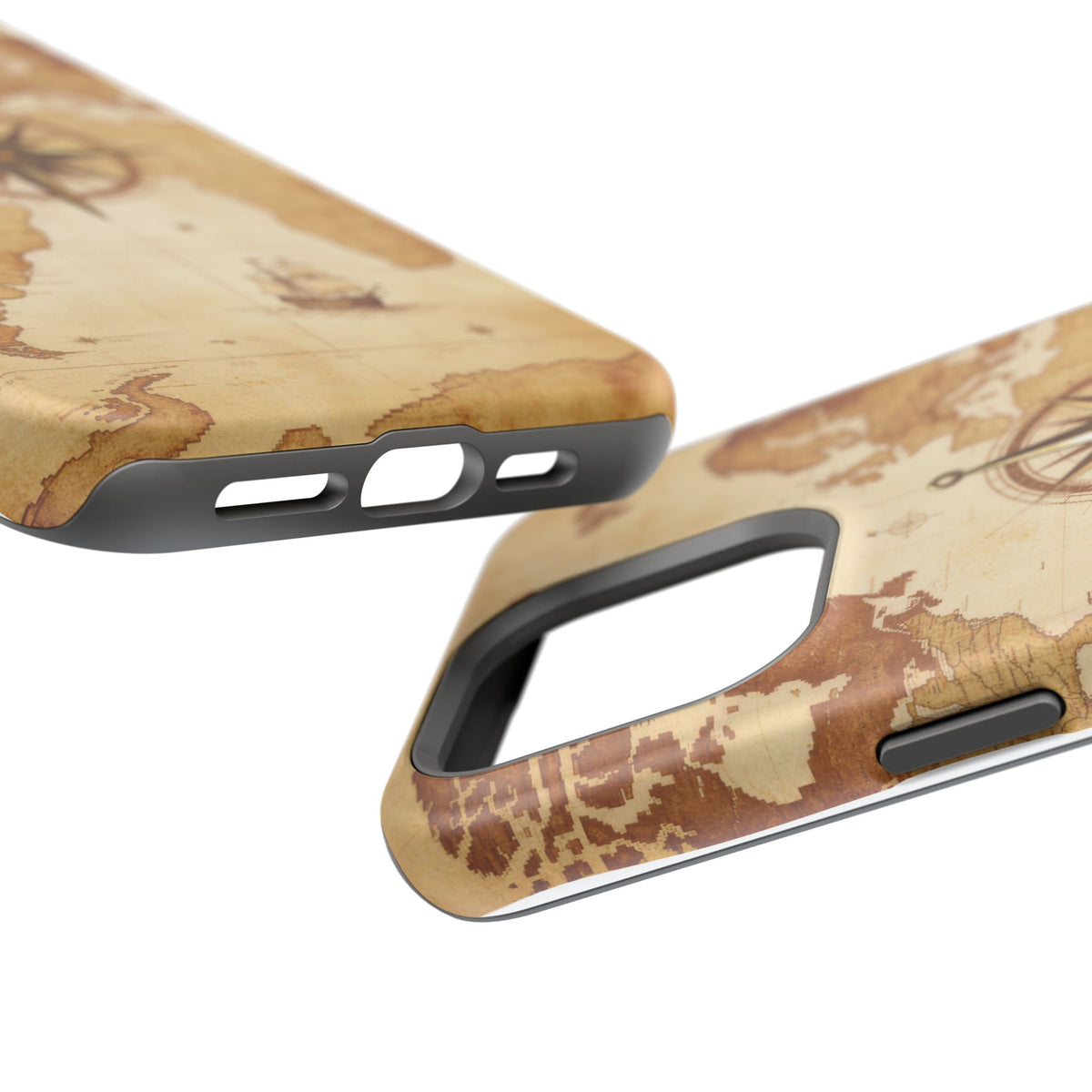 Vintage World Map Compass Phone Case — Nautical Explorer Impact-Resistant Case