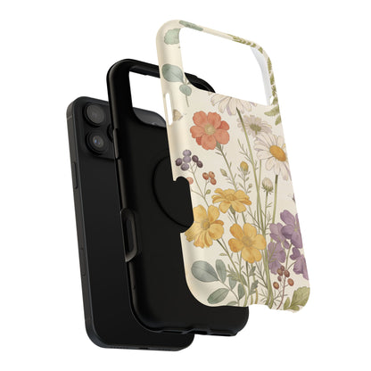 Floral Wildflower Impact-Resistant Phone Case — Daisy & Fern Protective Cover