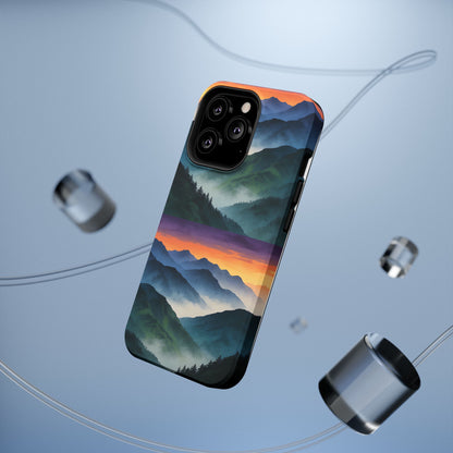 Mountain Mist Sunset Phone Case — Impact-Resistant Protective Cover