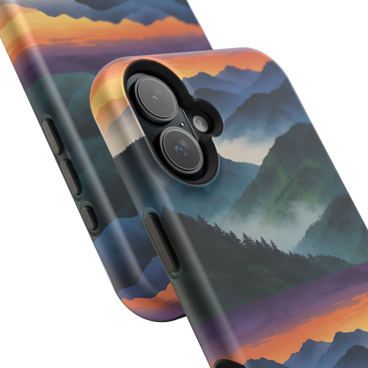 Mountain Mist Sunset Phone Case — Impact-Resistant Protective Cover