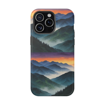 Mountain Mist Sunset Phone Case — Impact-Resistant Protective Cover