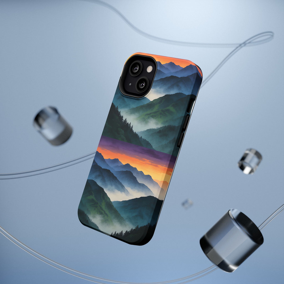 Mountain Mist Sunset Phone Case — Impact-Resistant Protective Cover