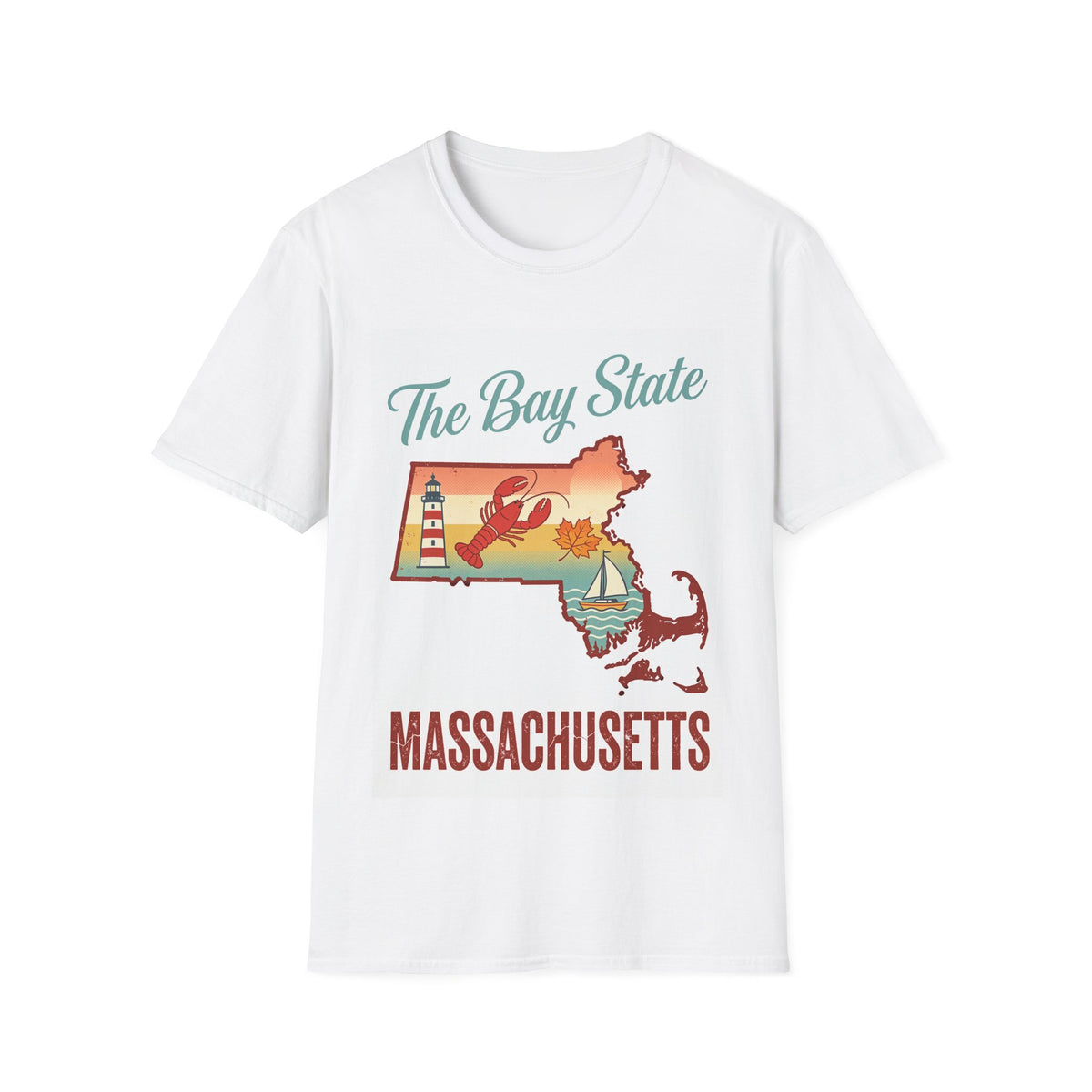 The Bay State Massachusetts T-Shirt | Retro Lighthouse Lobster Cape Cod