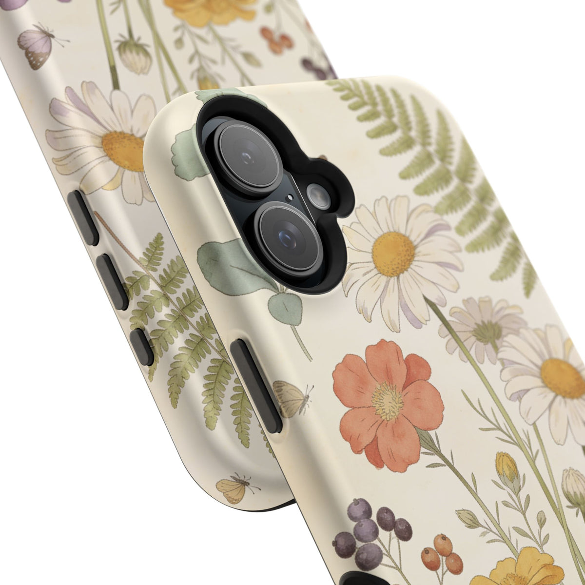 Floral Wildflower Impact-Resistant Phone Case — Daisy & Fern Protective Cover