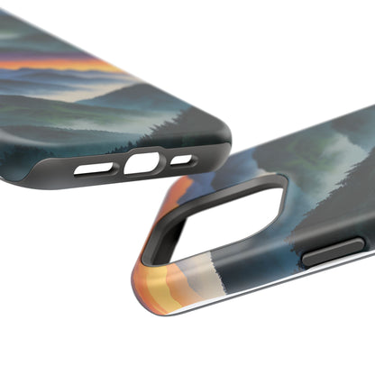 Mountain Mist Sunset Phone Case — Impact-Resistant Protective Cover