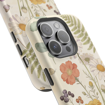 Floral Wildflower Impact-Resistant Phone Case — Daisy & Fern Protective Cover