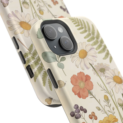 Floral Wildflower Impact-Resistant Phone Case — Daisy & Fern Protective Cover