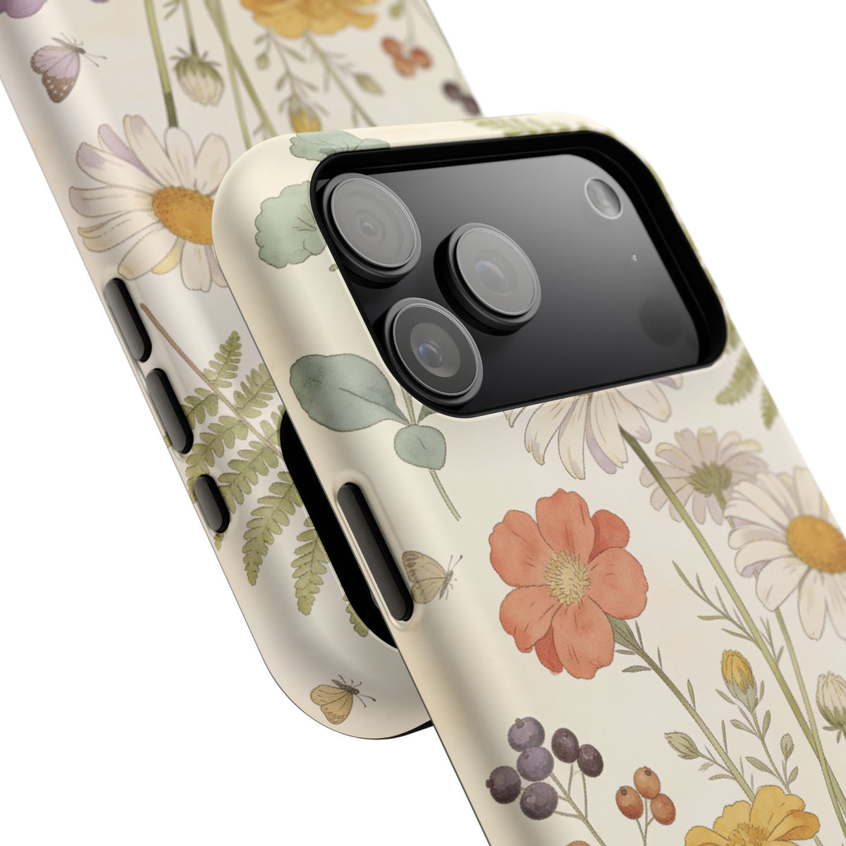 Floral Wildflower Impact-Resistant Phone Case — Daisy & Fern Protective Cover
