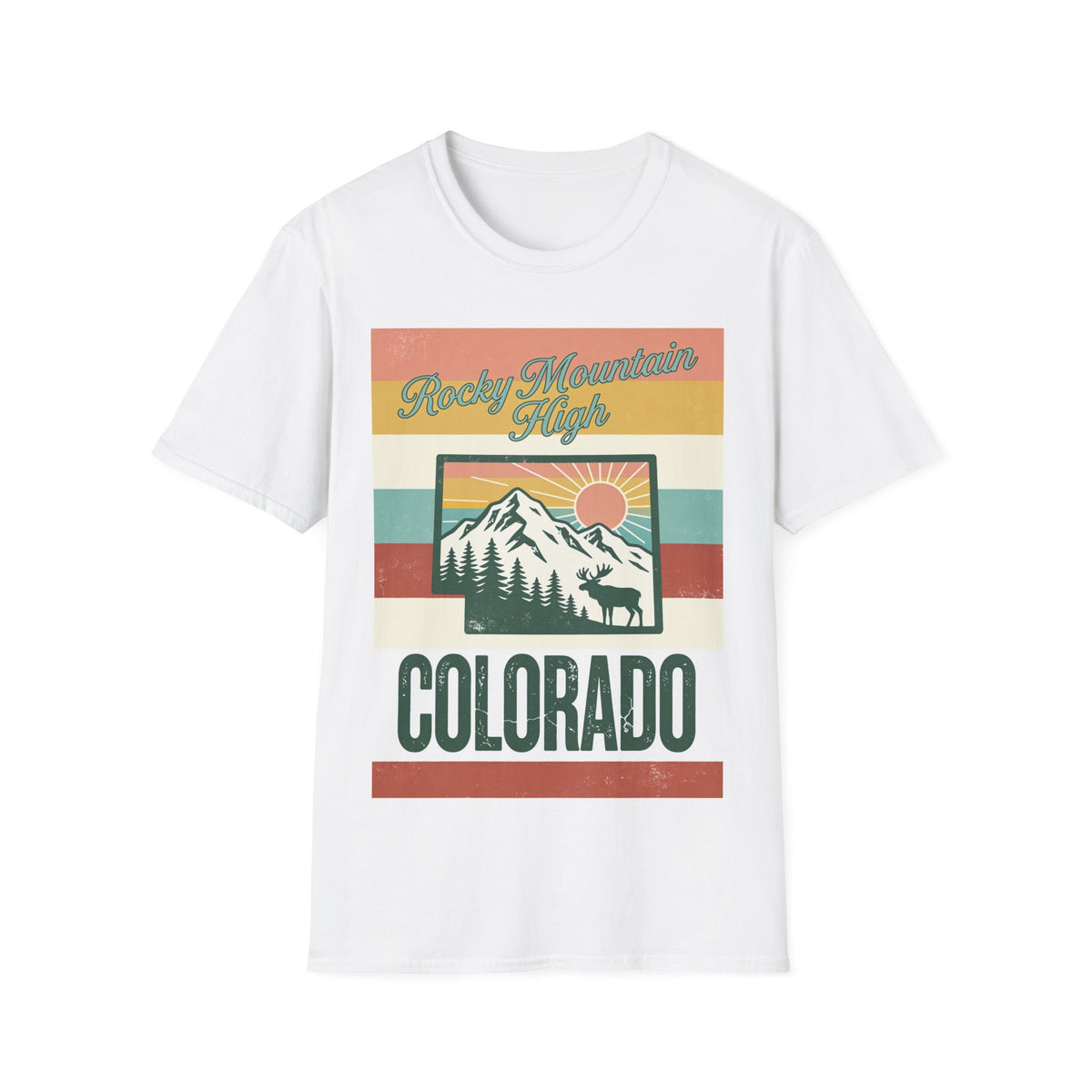Rocky Mountain High T-Shirt | Colorado Mountain Sunset Graphic
