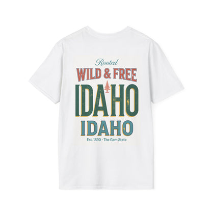 The Gem State Idaho Potato T-Shirt | Retro Mountain Sunset Design
