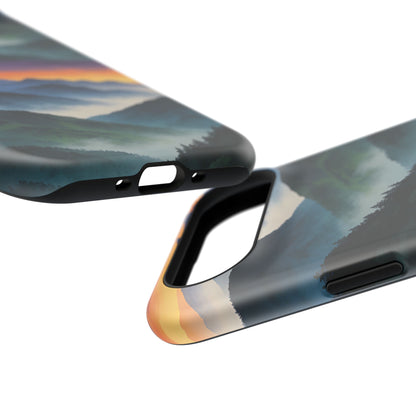 Mountain Mist Sunset Phone Case — Impact-Resistant Protective Cover