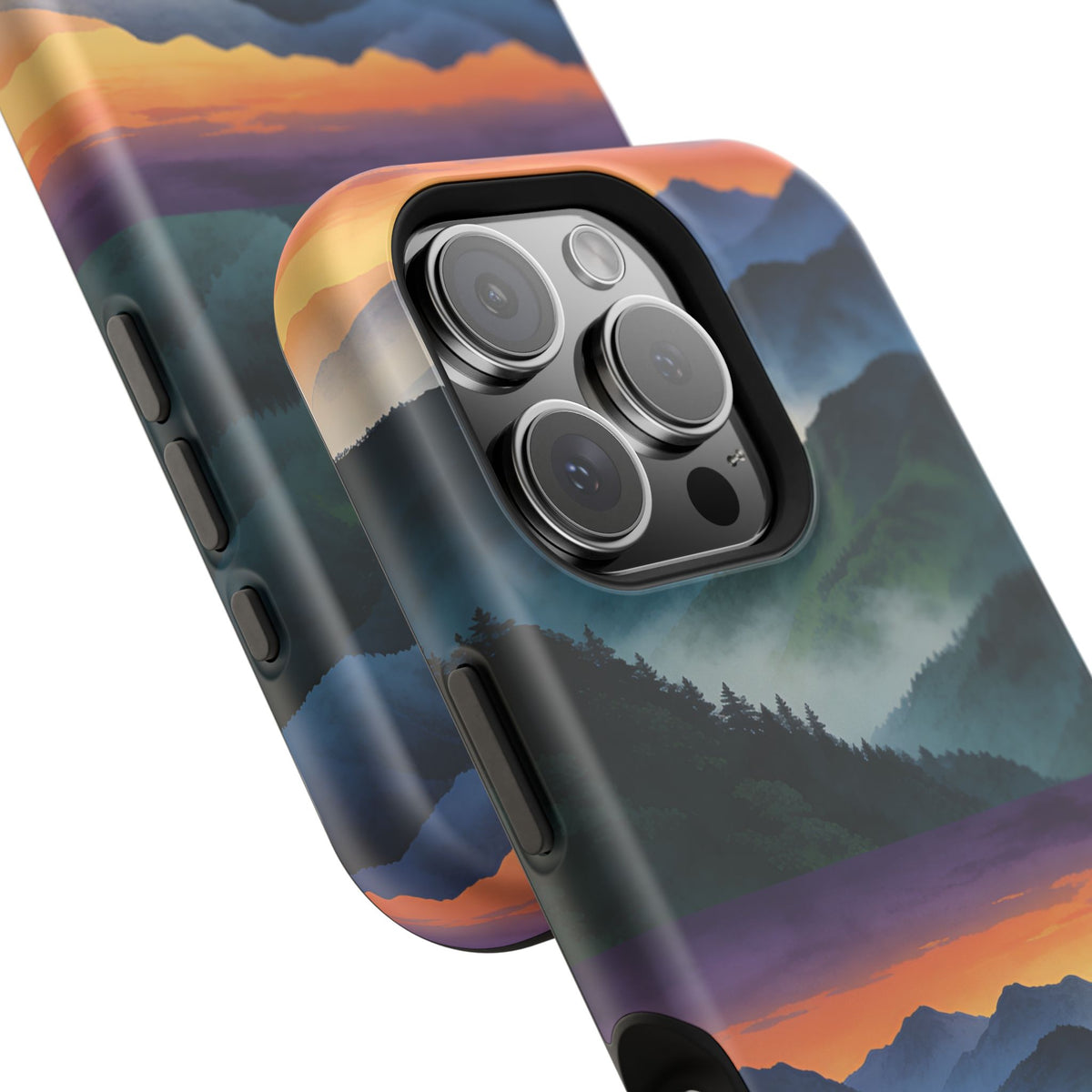 Mountain Mist Sunset Phone Case — Impact-Resistant Protective Cover