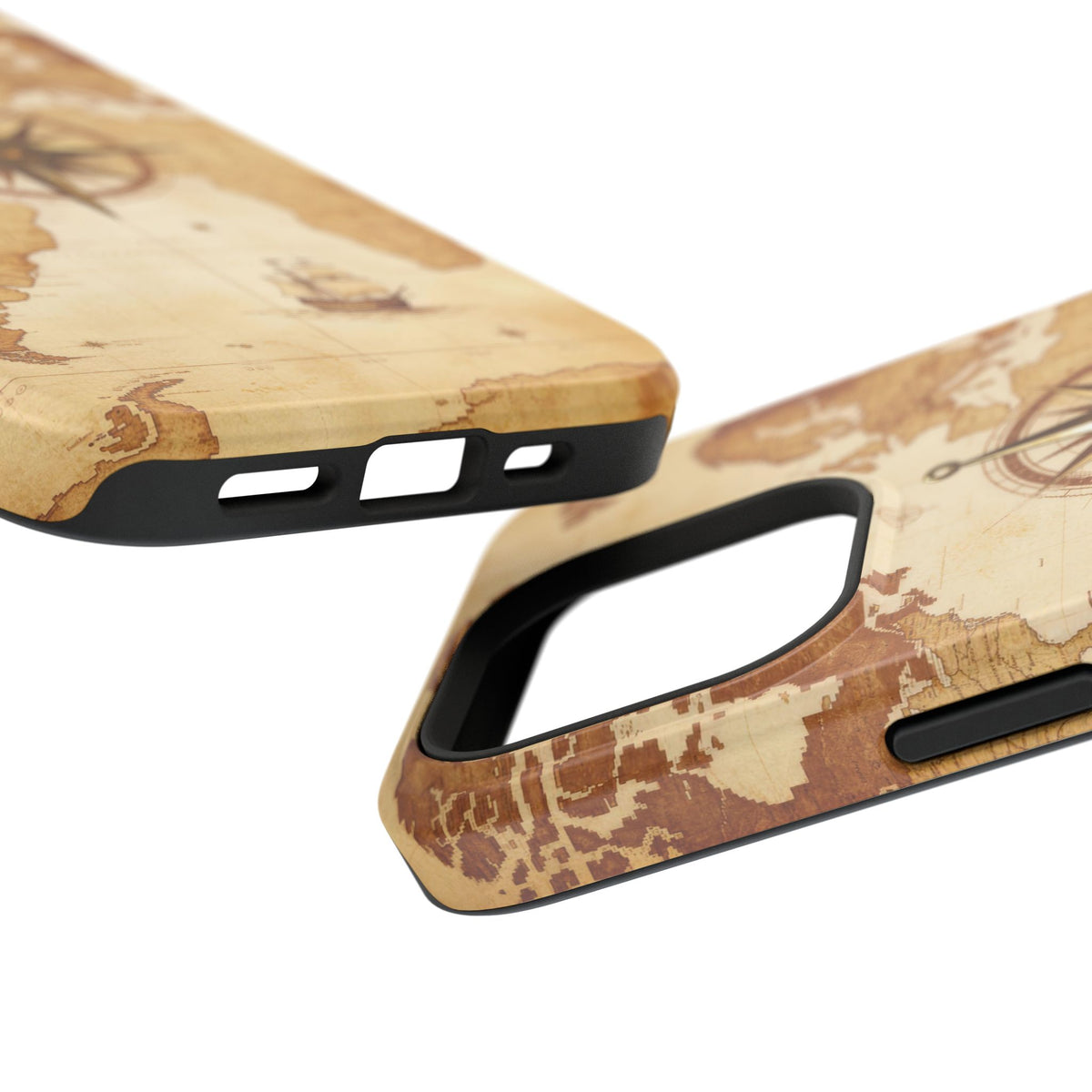 Vintage World Map Compass Phone Case — Nautical Explorer Impact-Resistant Case