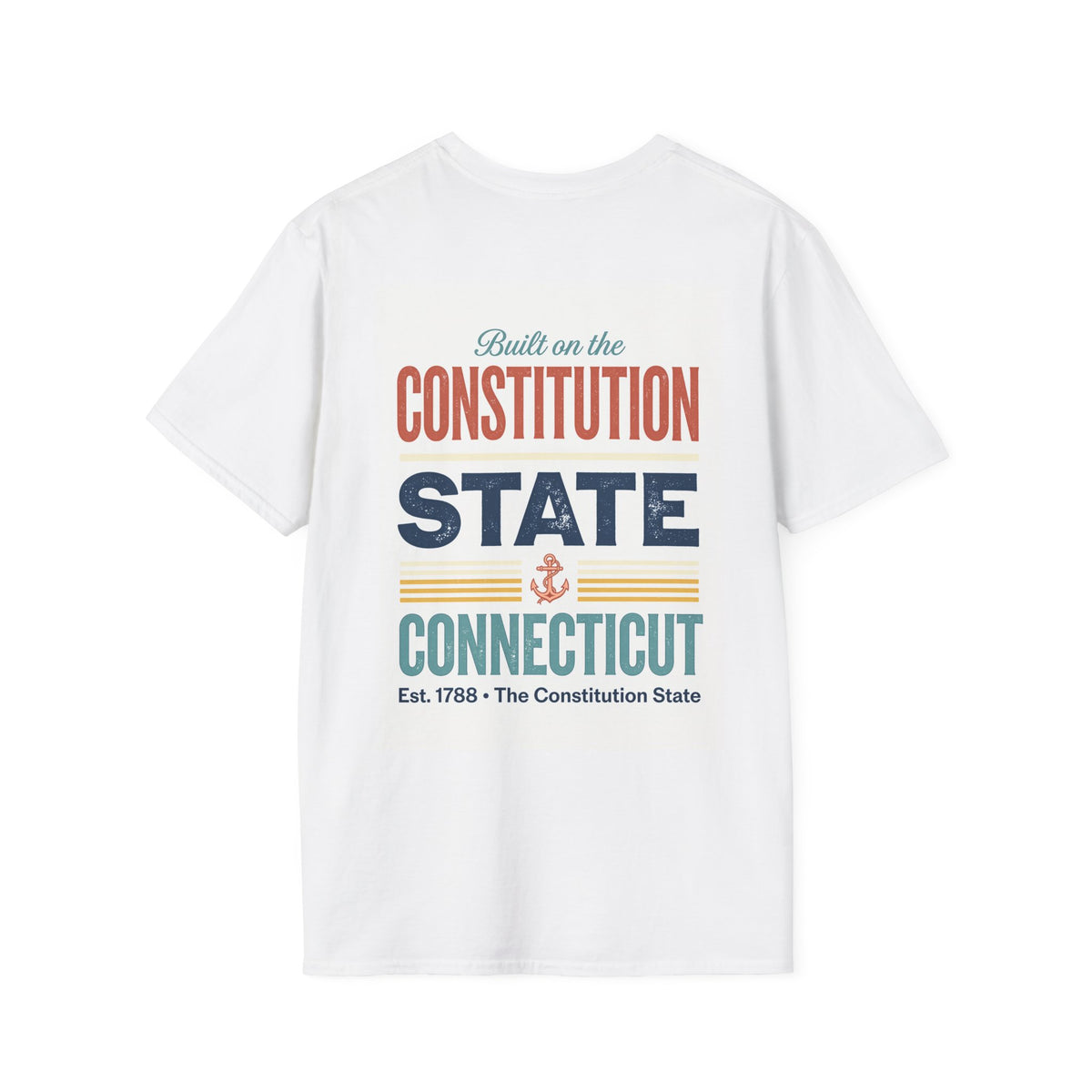 Connecticut retro state design T-Shirt | The Constitution State, lighthouse, leaves