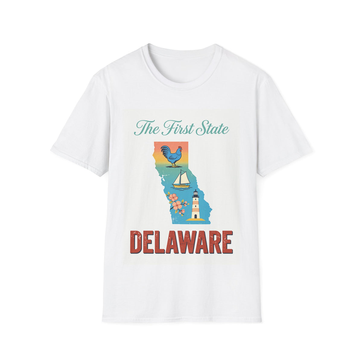 The First State Delaware shirt | state map rooster sailboat landmarks