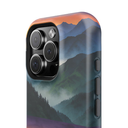 Mountain Mist Sunset Phone Case — Impact-Resistant Protective Cover