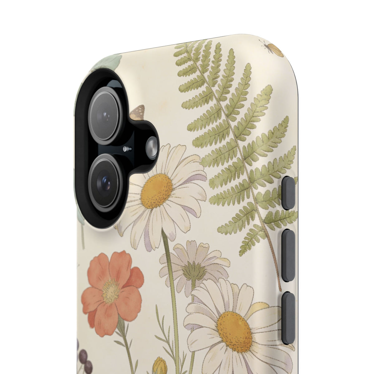 Floral Wildflower Impact-Resistant Phone Case — Daisy & Fern Protective Cover