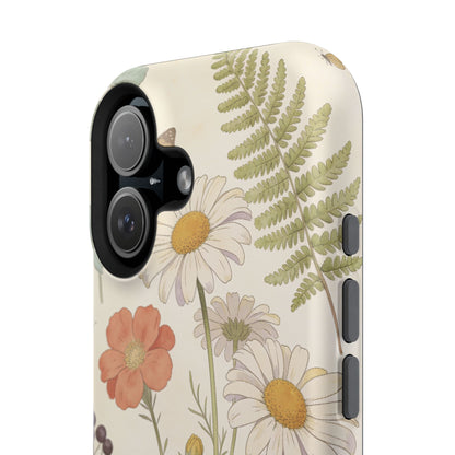 Floral Wildflower Impact-Resistant Phone Case — Daisy & Fern Protective Cover