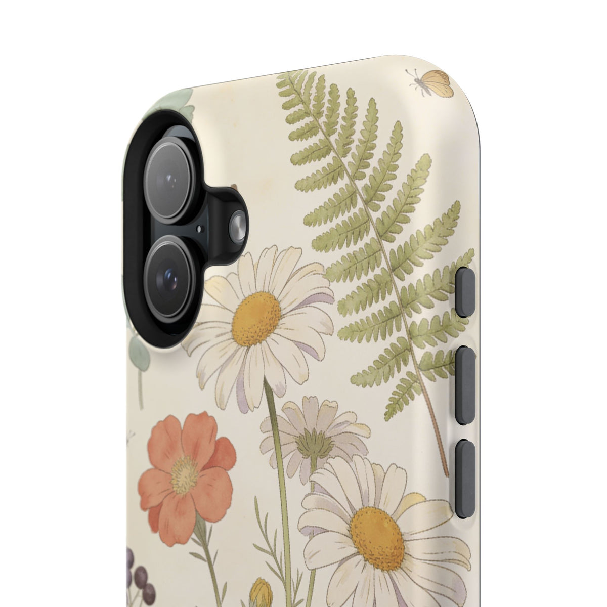 Floral Wildflower Impact-Resistant Phone Case — Daisy & Fern Protective Cover