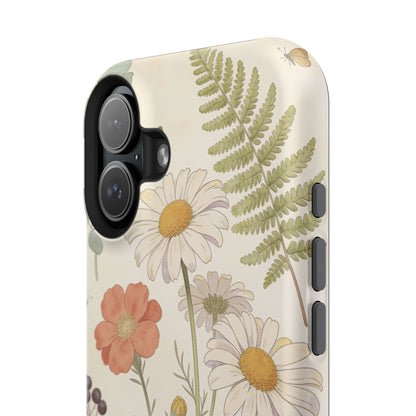 Floral Wildflower Impact-Resistant Phone Case — Daisy & Fern Protective Cover