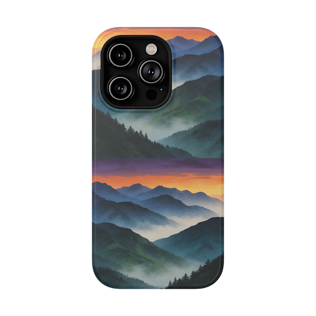 Mountain Mist Sunset Phone Case — Impact-Resistant Protective Cover