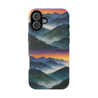 Mountain Mist Sunset Phone Case — Impact-Resistant Protective Cover