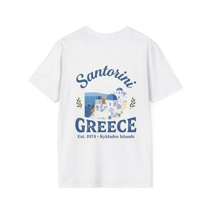 Santorini Small Logo T-Shirt — Minimal Greek Island Vacation Tee