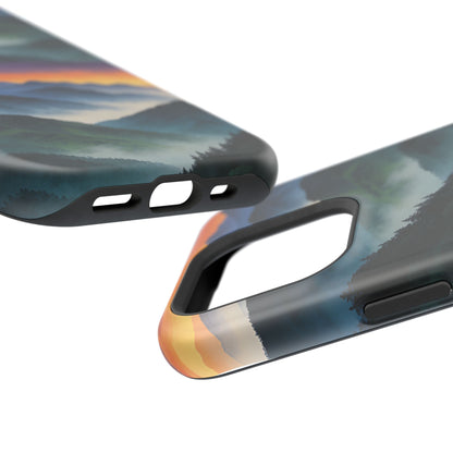 Mountain Mist Sunset Phone Case — Impact-Resistant Protective Cover