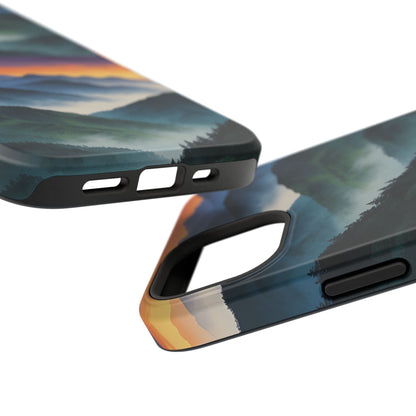 Mountain Mist Sunset Phone Case — Impact-Resistant Protective Cover
