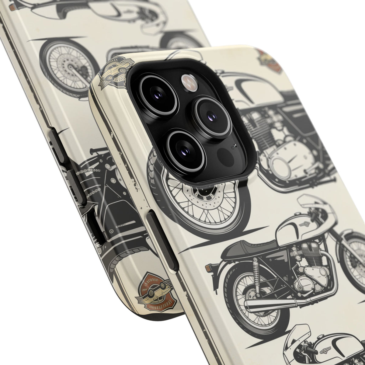 Retro Motorcycle Impact Phone Case — Vintage Cafe Racer Design
