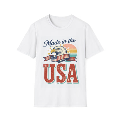 Made in the USA T-Shirt — Vintage Eagle American Flag Design