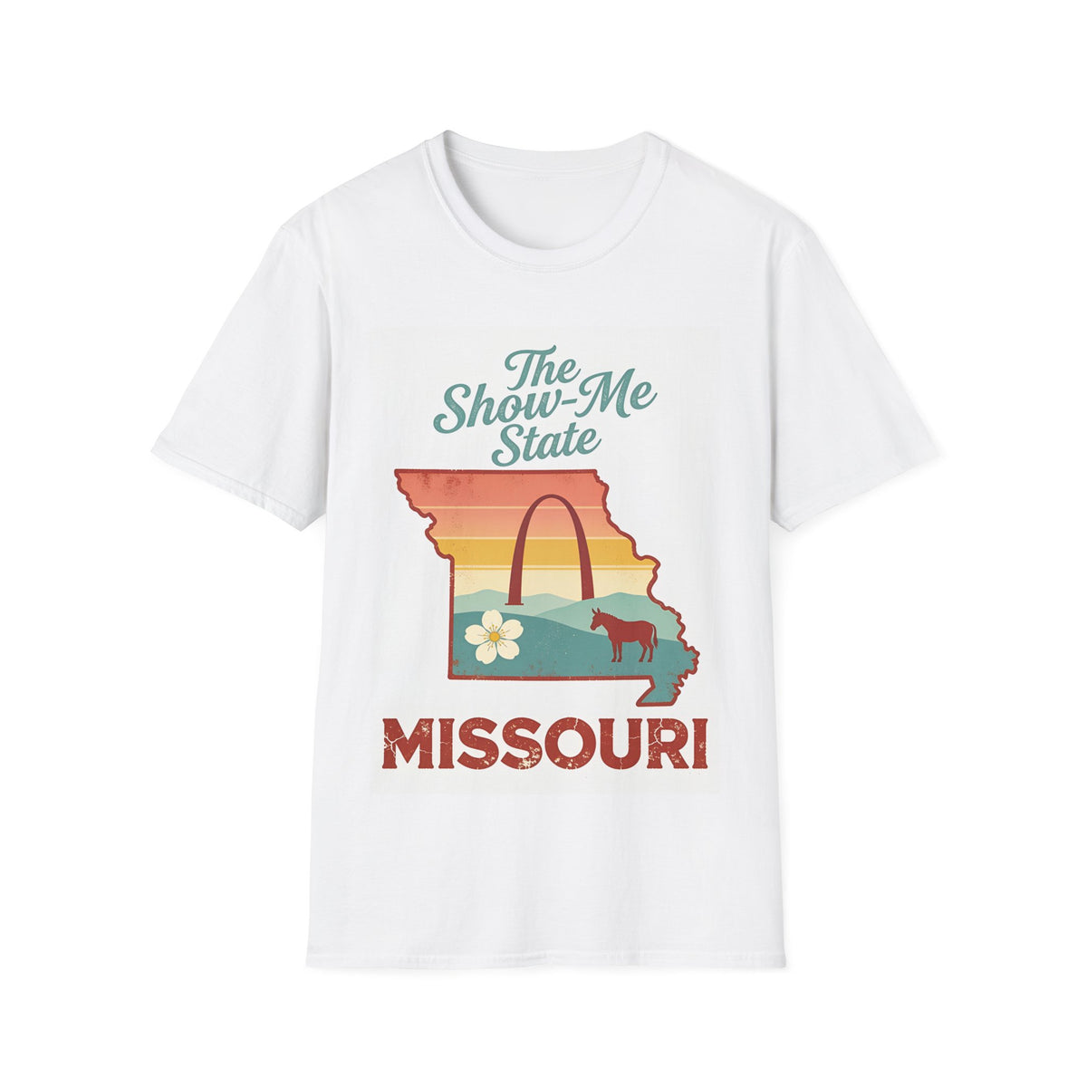 The Show-Me State Missouri T-Shirt | Retro State Outline with Arch