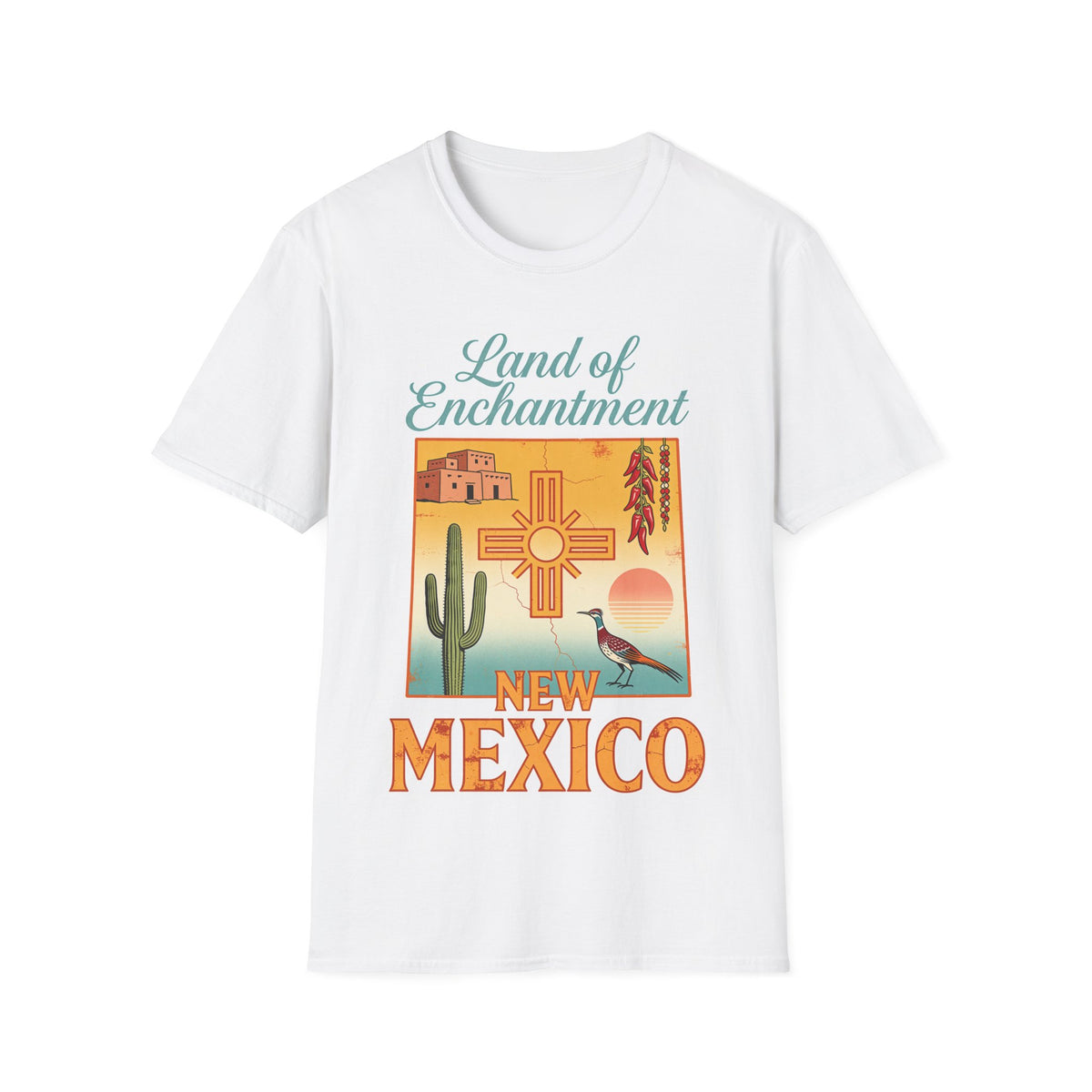 Land of Enchantment New Mexico T-Shirt | Southwestern Zia Cactus Design
