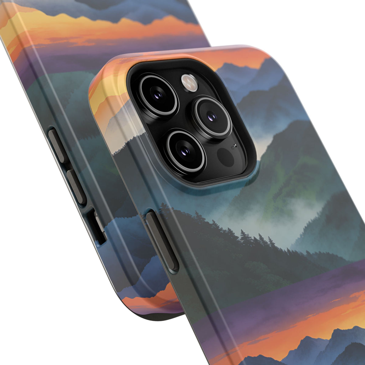Mountain Mist Sunset Phone Case — Impact-Resistant Protective Cover