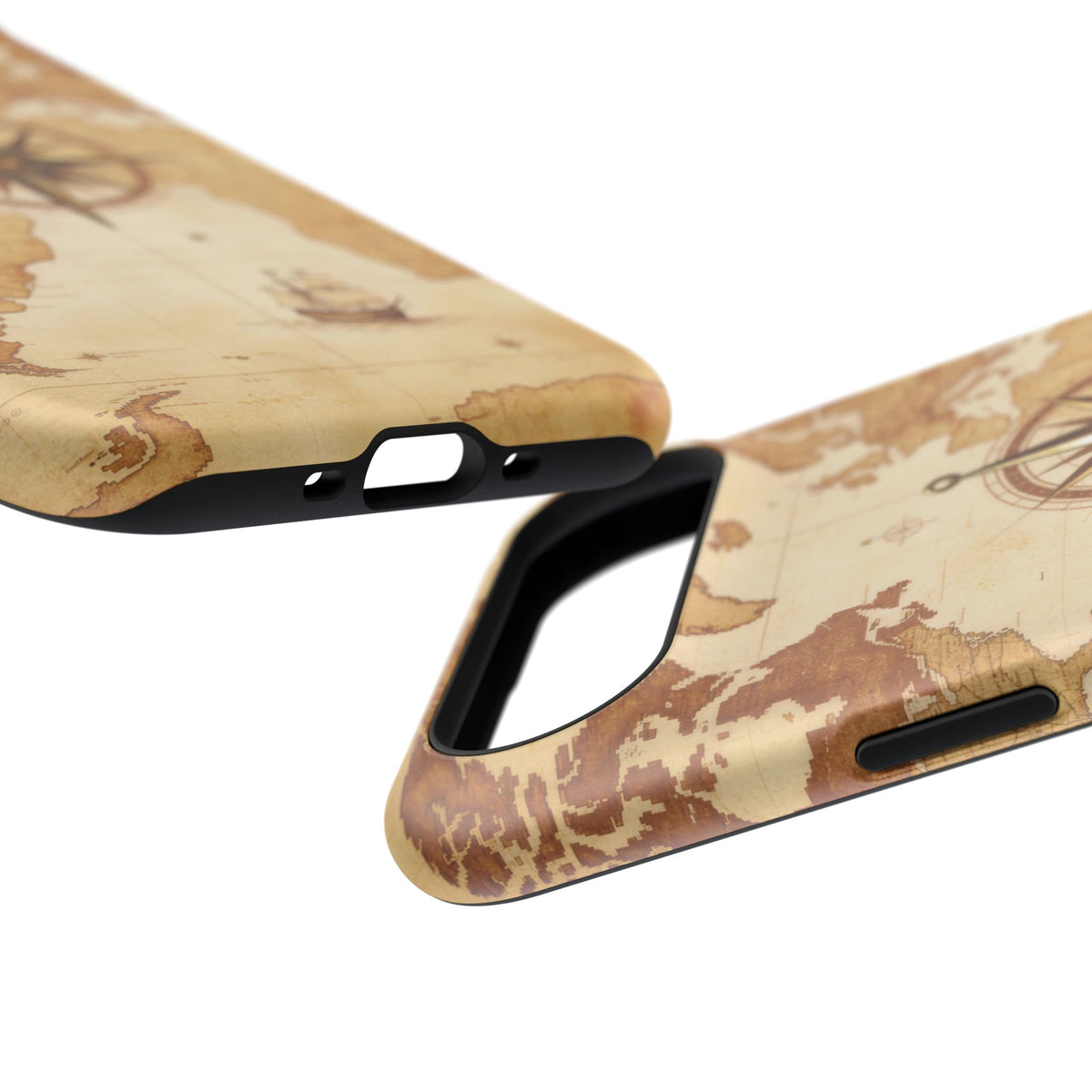 Vintage World Map Compass Phone Case — Nautical Explorer Impact-Resistant Case