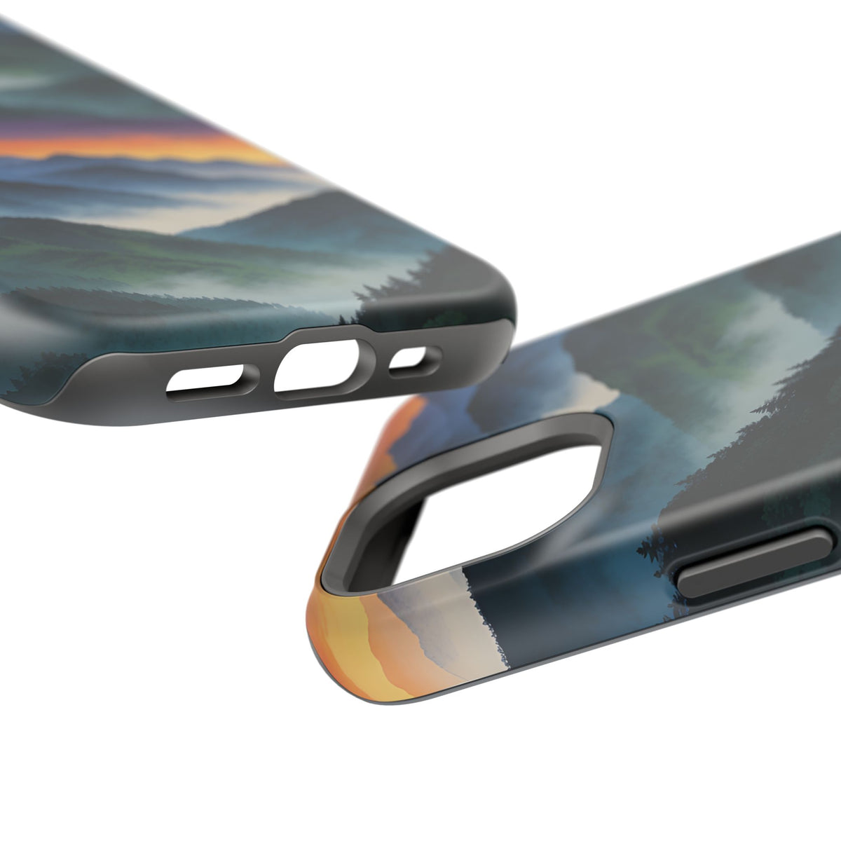 Mountain Mist Sunset Phone Case — Impact-Resistant Protective Cover
