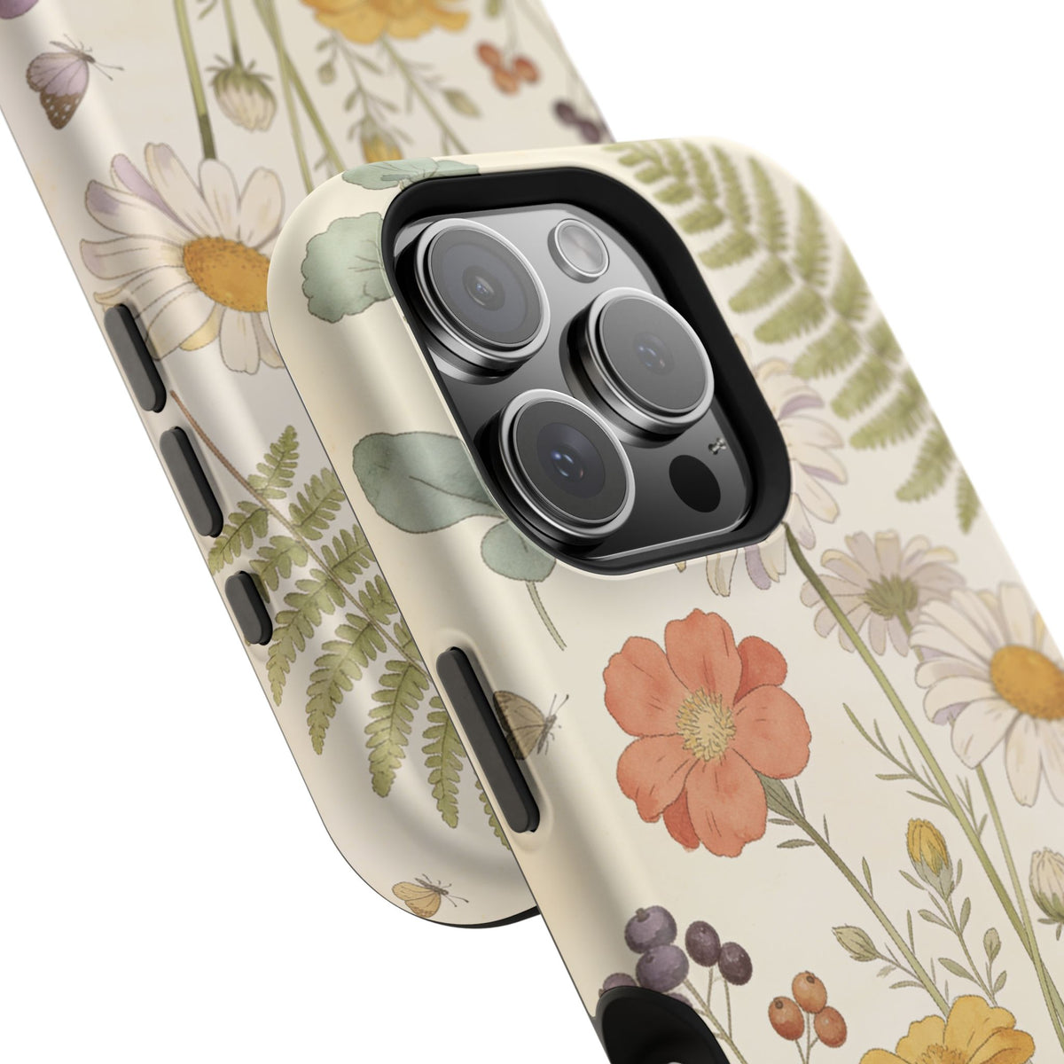 Floral Wildflower Impact-Resistant Phone Case — Daisy & Fern Protective Cover