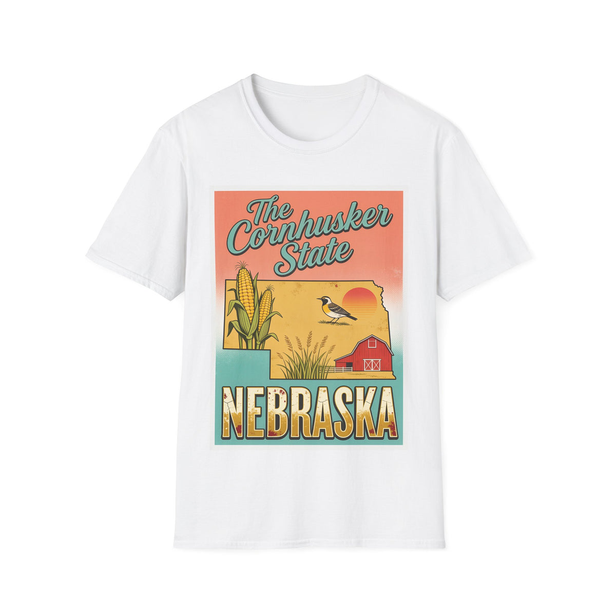 The Cornhusker State T-Shirt | Nebraska Retro Corn Sunset Design