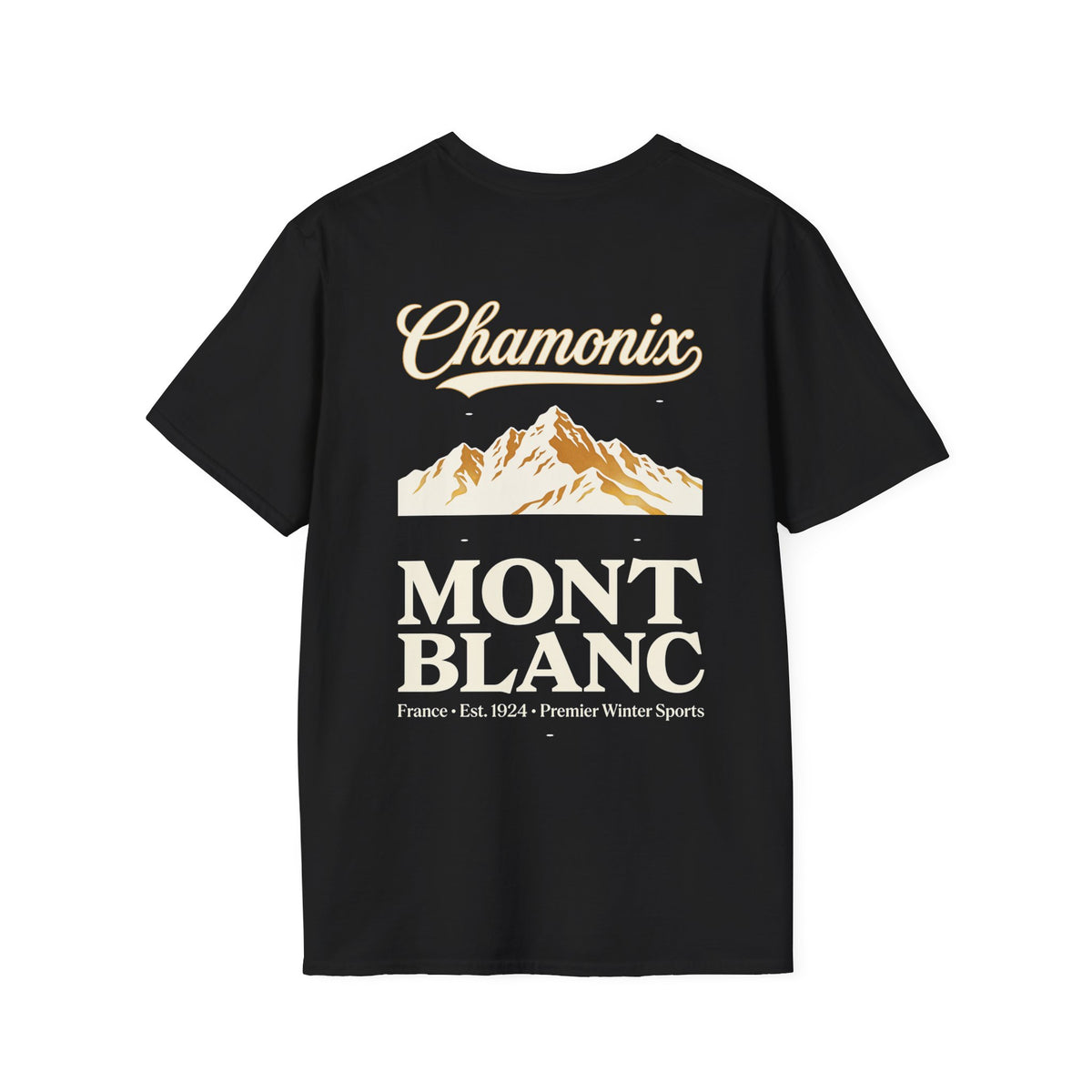 Chamonix Mont Blanc T-Shirt — Vintage French Alps Ski Souvenir Black Tee