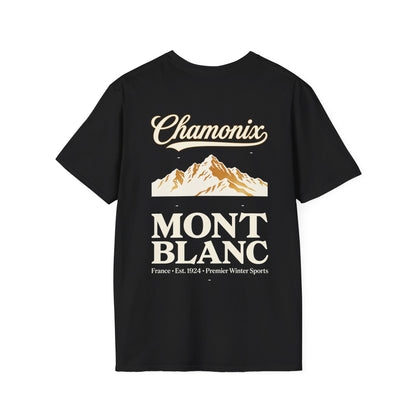 Chamonix Mont Blanc T-Shirt — Vintage French Alps Ski Souvenir Black Tee