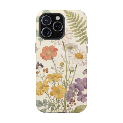 Floral Wildflower Impact-Resistant Phone Case — Daisy & Fern Protective Cover