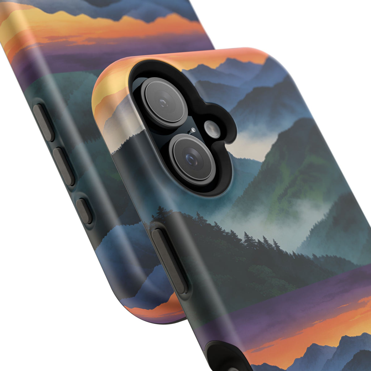 Mountain Mist Sunset Phone Case — Impact-Resistant Protective Cover