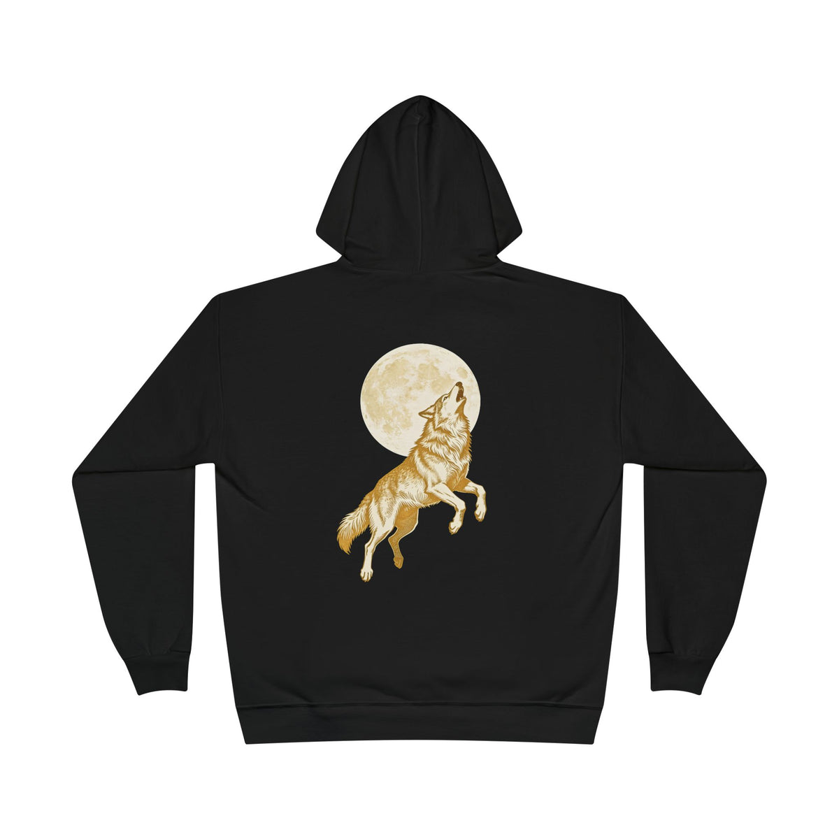 Wolf Howling at Moon Hoodie — Vintage Woodcut Wildlife Wilderness Pullover