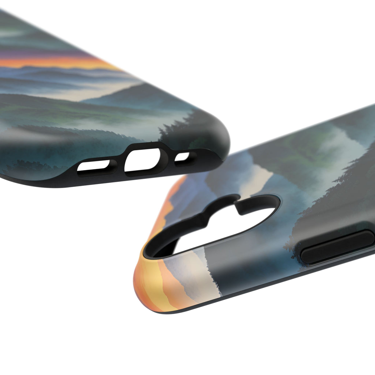 Mountain Mist Sunset Phone Case — Impact-Resistant Protective Cover