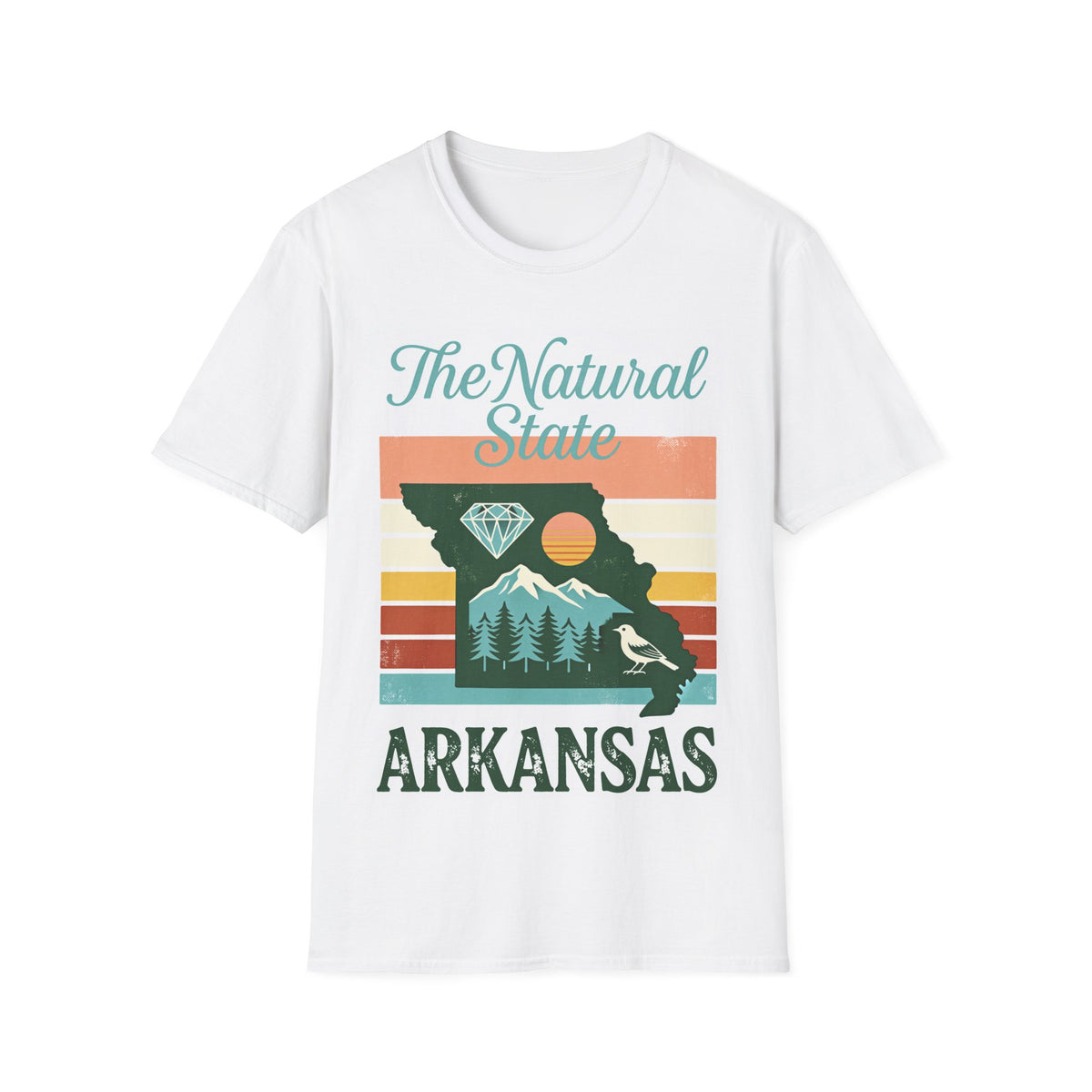 Arkansas state retro sunset diamond graphic T-Shirt