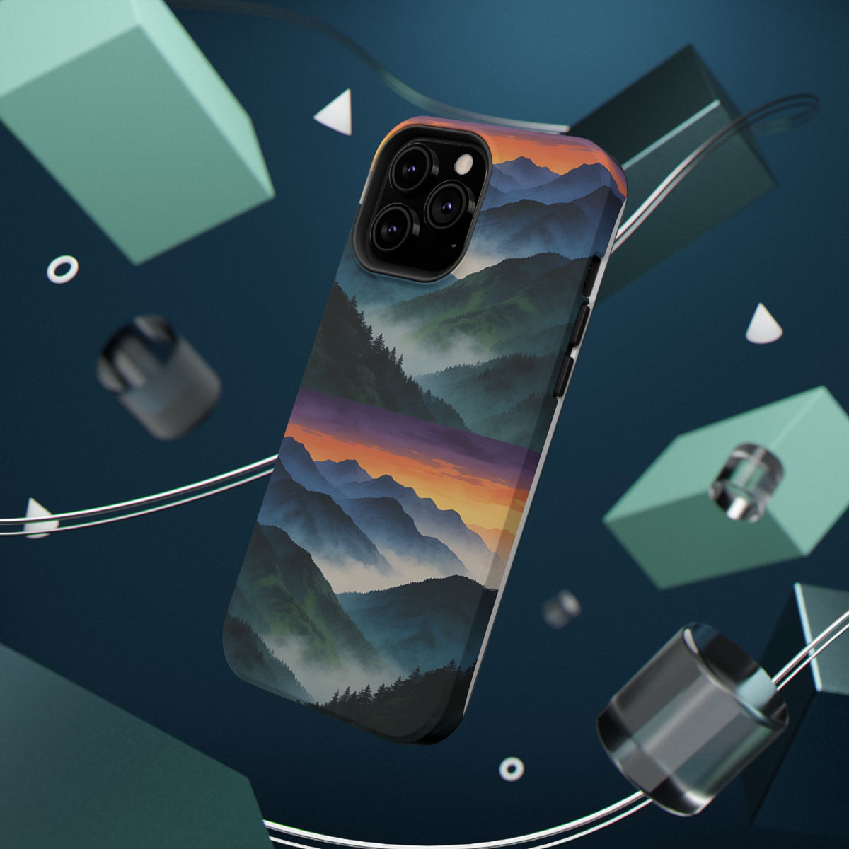 Mountain Mist Sunset Phone Case — Impact-Resistant Protective Cover