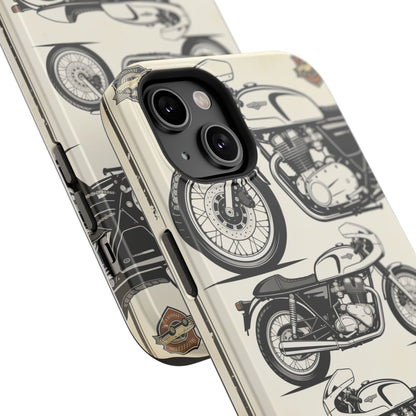 Retro Motorcycle Impact Phone Case — Vintage Cafe Racer Design