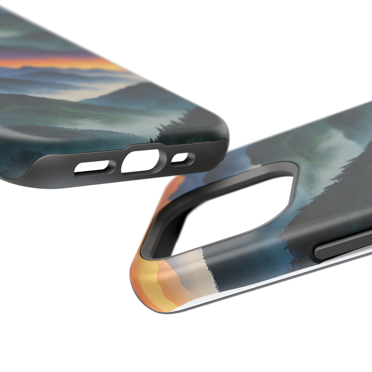 Mountain Mist Sunset Phone Case — Impact-Resistant Protective Cover
