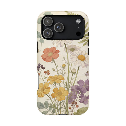Floral Wildflower Impact-Resistant Phone Case — Daisy & Fern Protective Cover